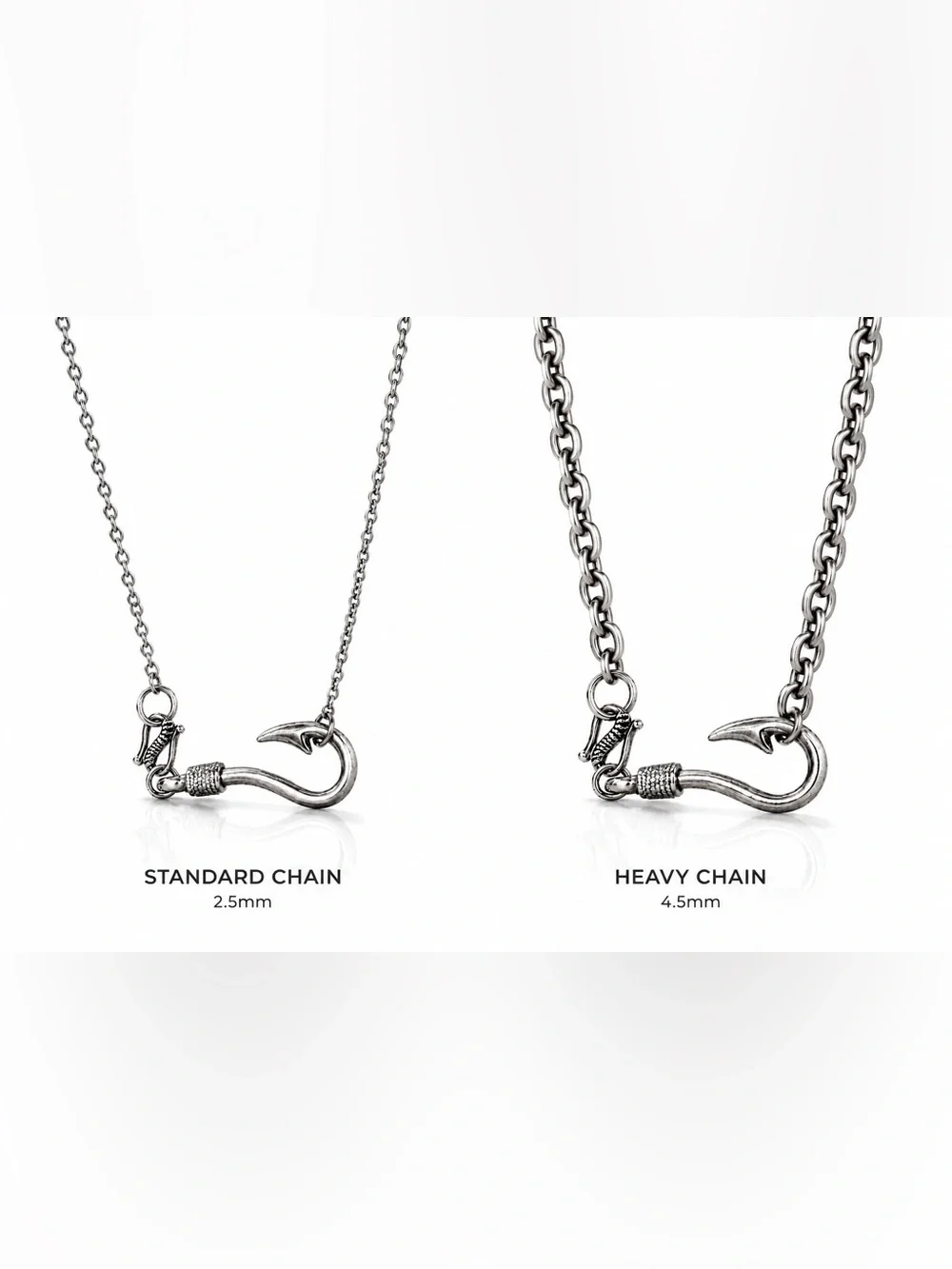 Silver Fish Hook Necklace, Men’s Statement Pendant, 23